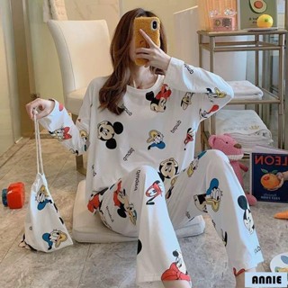💡Thi ins可愛甜美卡通居家服睡衣女春秋款長袖冬季大碼睡衣夏季女士套裝家居服可外穿長袖睡衣甜美睡衣卡通睡衣