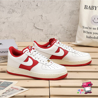 日本代購NIKE AIR FORCE 1 LOW 奶油白 紅 低筒 復古 休閒鞋 AF1 金標 FN7439-133