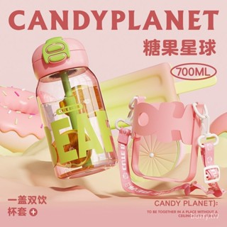 大容量水壺 吸管杯 希樂扣杯子女生高顔值網紅便攜塑膠水壺可愛大容量帶吸管兒童杯子 隨手杯 環保杯 隨行杯