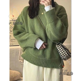 秋季百搭 加厚保暖套頭毛衣女 日係時尚氣質針織上衣 女生針織衫 寬鬆 大呎碼上衣 女生長袖上衣
