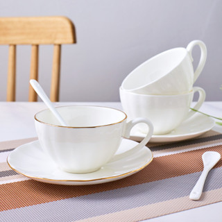 景德鎮 骨瓷 咖啡杯 套裝 歐式 簡約 下午茶 家用 金邊 杯碟 優雅 茶具 禮盒組