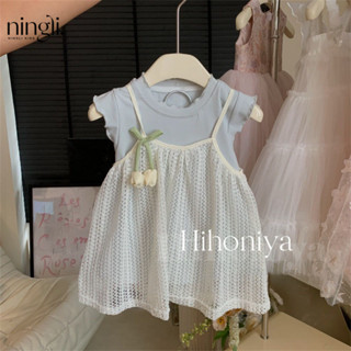 Lovelg baby🌷檸裡韓國童裝2024夏季甜美鬱金香背心針織裙韓版寶寶款套裝洋氣潮