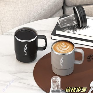 品質保障·不鏽鋼馬克杯 高顏值咖啡杯 帶蓋子 送勺子 咖啡熱水冰水皆可使用 辦公室水杯 馬克杯Wenna