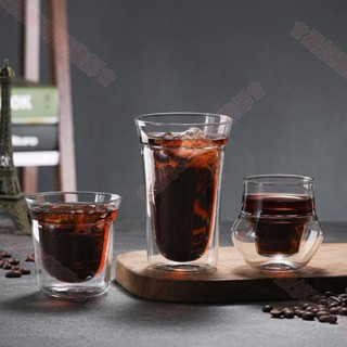 新竹出貨♕玻璃雙層咖啡杯 雙層隔熱茶杯 玻璃杯 玻璃咖啡杯 單口雙層咖啡杯 品鑑杯 ins水杯