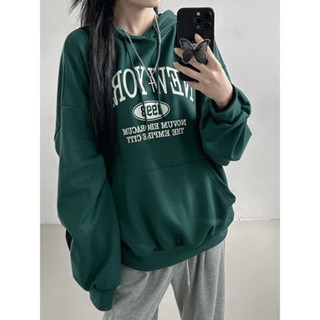 Codibook｜韓國 Loonough 加絨英文刺繡大學T［預購］長袖上衣 連帽上衣 女裝