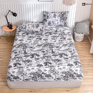 🚛臺灣發出🚛印花水墨風雙人床包北歐風 床罩 床笠 保潔墊 柔軟親膚透氣 有鬆緊帶 單人/雙人/加大床包 枕頭套 LE