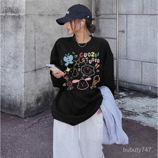 【全棉】M-3XL 早秋季長袖T恤 圓領T 大尺碼打底衫長袖上衣 長袖T恤 寬松上衣oversize 休閒上衣 bubu