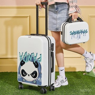塗鴉熊貓行李箱網紅新款小型拉桿箱女男20結實耐用24密碼旅行箱0 出行收納包 旅行收納包