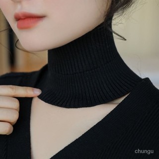 🔥熱賣ᴴᴼᵀ🔥 圍巾 圍脖 高領條紋針織圍脖女秋冬保暖護頸假領子百搭脖套性感毛衣衣領裝飾