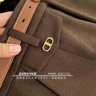 綠色小蛙🐸時尚百搭減齡毛呢煙管褲女2023秋冬款加厚氣質高腰休閒西裝九分褲