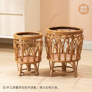 5廠商 熱促新品#ins北歐藤編草編花籃木質花架落地式 室內客廳陽臺裝飾 綠植花盆 花盆裝飾 花盆花架 藤編置物架