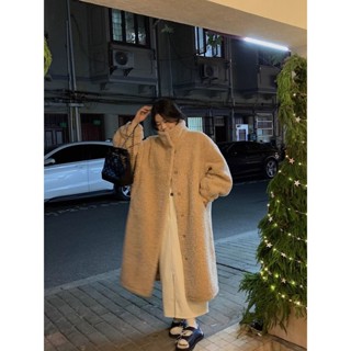 【Wik】毛絨大衣外套女 oversize羊羔絨皮草外套女 秋冬新款網紅環保水貂絨大衣 長款外套 寬鬆顯瘦遮肉外套