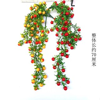 🔥福寶優選墻壁藤條壁掛吊籃客廳墻上擺設植物裝飾品模擬塑膠仿真花發財假花
