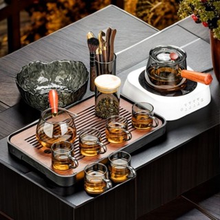 茶具組 泡茶組 玻璃茶壺 玻璃泡茶壺 玻璃茶杯 玻璃茶海 泡茶茶杯高顔值玻璃茶具套裝家用小型全套高檔輕奢喝茶功夫茶壺茶杯