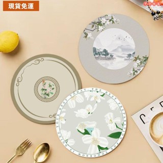 免運⏳限時特賣⏳圓形隔熱墊 美式復古餐桌墊 防水防油隔熱墊 精緻輕奢餐墊ins矽藻泥杯墊定製吸水茶杯水杯墊圓形杯子防燙隔