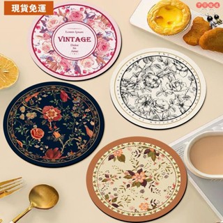 免運⏳限時特賣⏳圓形隔熱墊 美式復古餐桌墊 防水防油隔熱墊 精緻輕奢餐墊田園美式輕奢可吸水杯墊隔熱防燙餐墊速幹餐桌墊防滑