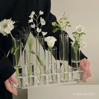 ┏優品 精選┛✨限時 特惠✨試管花架擺件透明直立式有機玻璃客廳幹花器花瓶展示架玻璃試管