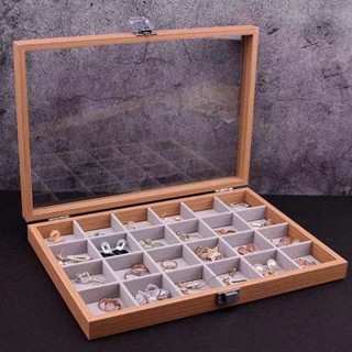 飾品【🌿寶藏收納盒】【巨劃算】花梨木帶玻璃蓋首飾盒戒指項鏈文玩珠寶箱手鐲收納盒