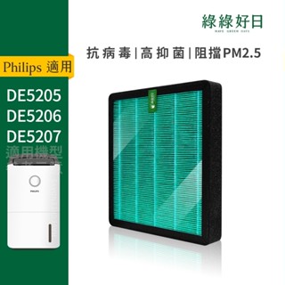 適用Philips飛利浦 DE5205 DE5206 DE5207 清淨除濕機 2in1蜂顆活性碳複合抗菌HEPA濾網