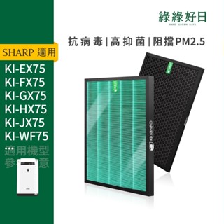 適用SHARP夏普 KI-EX75 FX75 GX75 HX75 JX75 WF75 等 抗菌HEPA濾芯 活性碳濾網