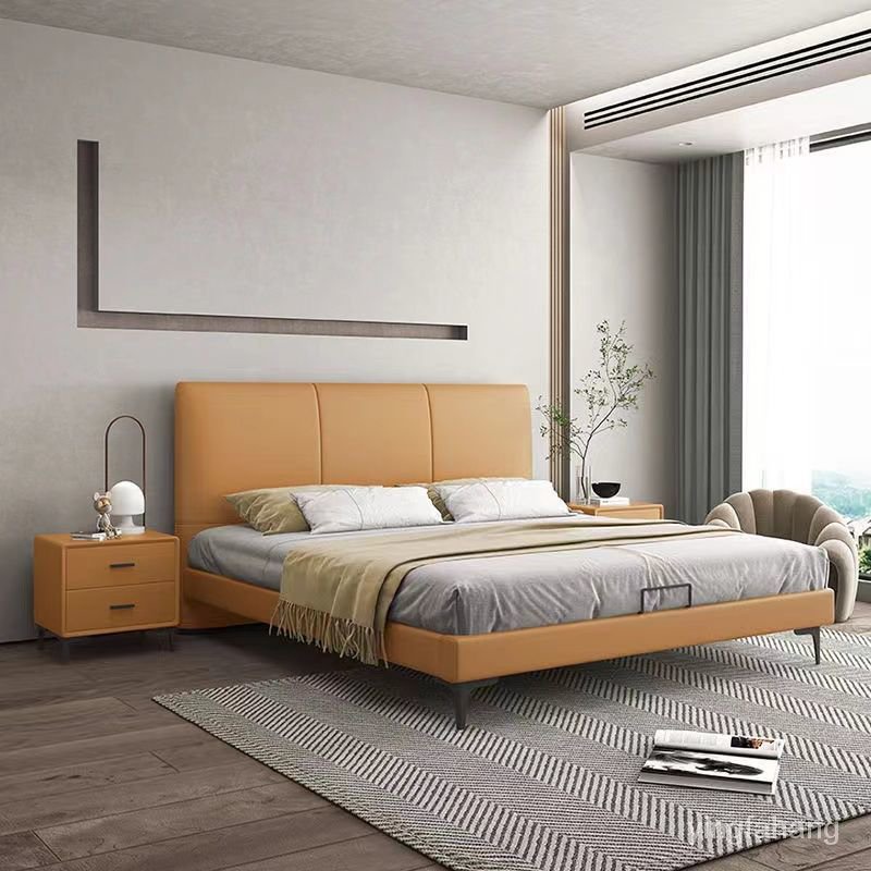 北歐現代簡約床雙人主臥室1.8米小戶型氣壓儲物輕奢1.5米婚床 床架 輕奢床 床 雙人床 大床 6尺床 儲物床 FTGG