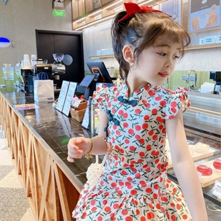 MOMOKO 兒童旂袍夏季薄款女童裝女寶寶裙子洋氣小女孩公主裙中國風連衣裙