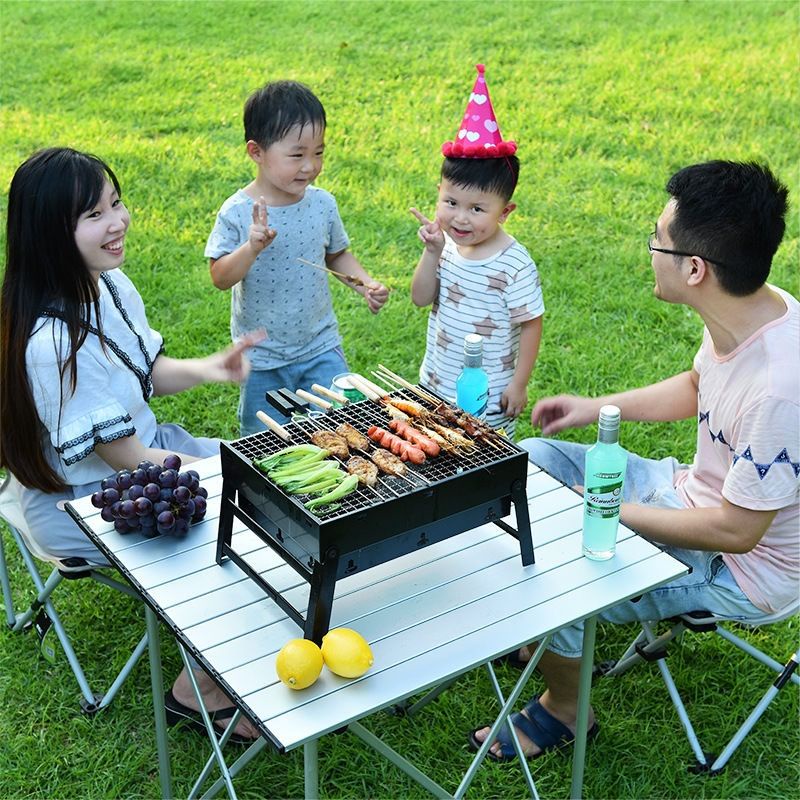 中秋烤肉 燒烤爐 烤肉架 烤肉爐 折疊烤肉架 戶外烤肉 燒烤架加厚家用擺攤木炭燒烤爐抽屜式戶外便攜式加厚烤肉爐