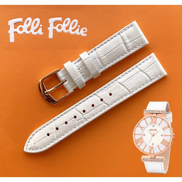 【原裝錶帶】Folli Follie手錶真皮錶帶18mm適用芙麗芙麗女表皮帶