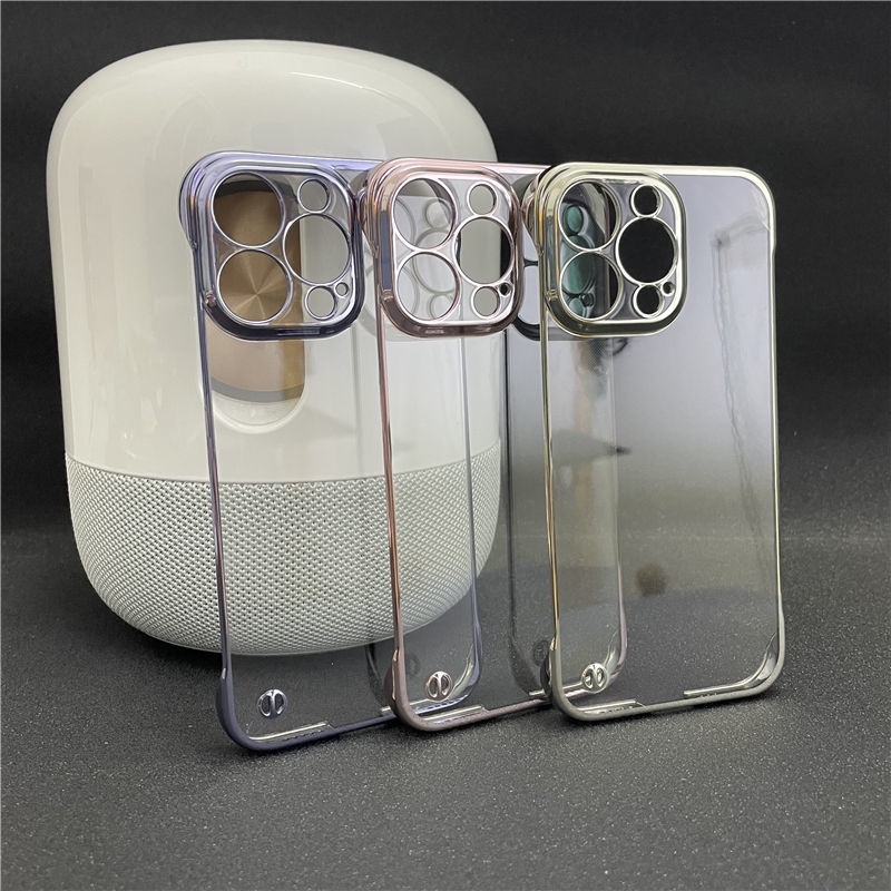 蘋果13Promax遠峰藍手機殼電鍍無邊框超薄硬殼iPhone12半包保護14