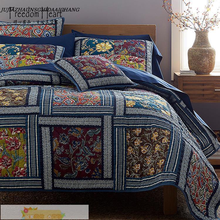 新品免運 美式風格 手工拼布絎縫被 全棉 床蓋 空調被 床單 夏涼被床上三件套