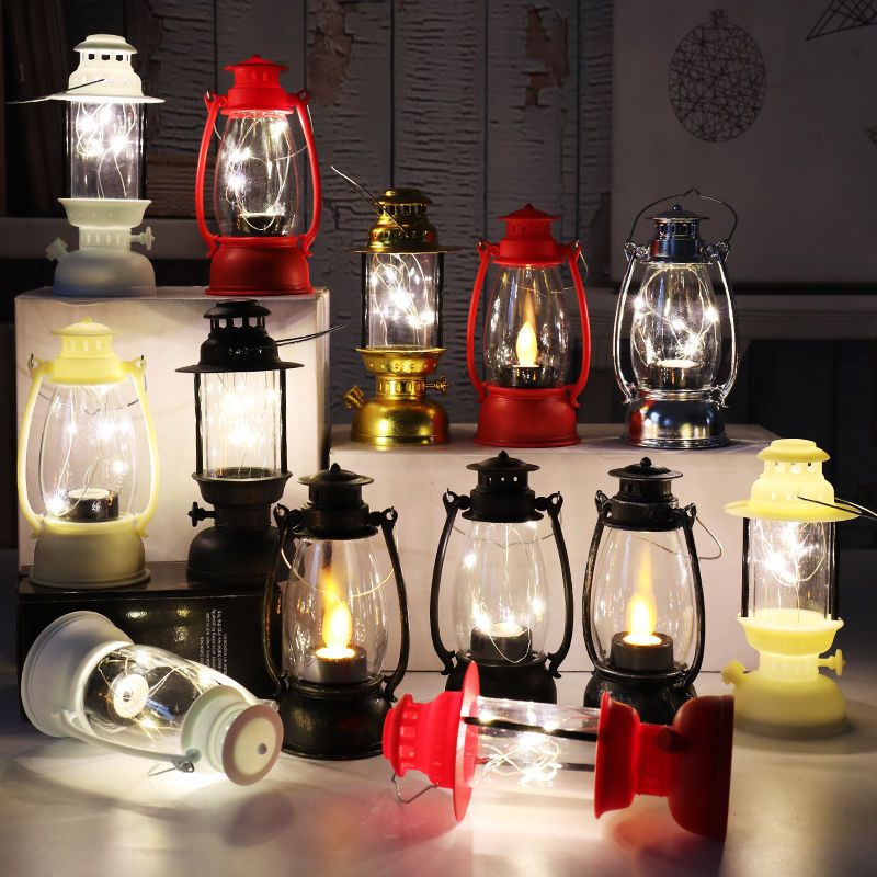 復古油燈老式手提馬提燈拍照氛圍燈露營燈攝影道具創意蠟燭燈