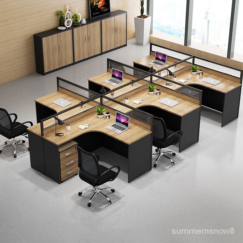 祥木輕奢 家具辦公桌椅組合簡約現代隔斷屏風卡座46人位職員辦公桌l型工位
