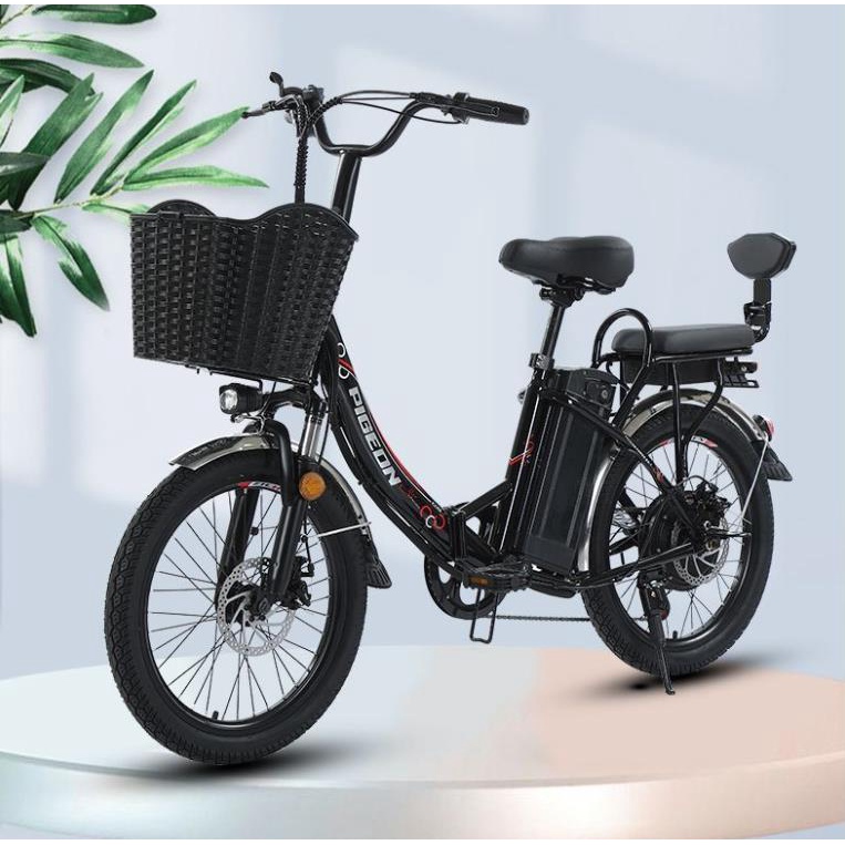 朝暮里 新款 20寸折疊電動自行車電助力變速休閑腳踏老人代步車電瓶車