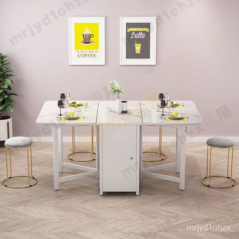 【免運】餐桌椅組閤現代簡約可伸縮折疊餐桌小戶型餐邊櫃飯桌子傢用長方形