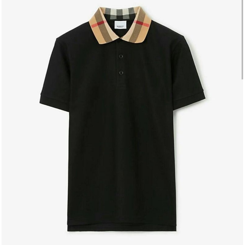 BURBERRY 黑色 格紋領 POLO衫 8071620 M-XL