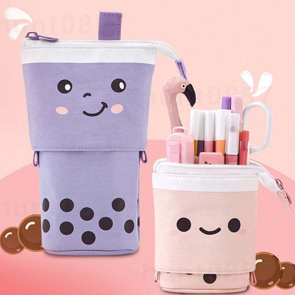 筆袋✨可愛的奶茶伸縮筆袋筆袋文具盒立式筆袋 多層筆袋 大容量筆袋 帆布鉛筆盒 日系鉛筆盒