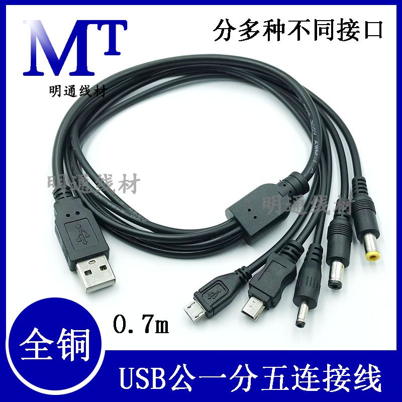 一分二 一拖多 一分五USB轉DC5.5 2.1/3.5*1.35充電線 5V適配器USB供電1拖5micro