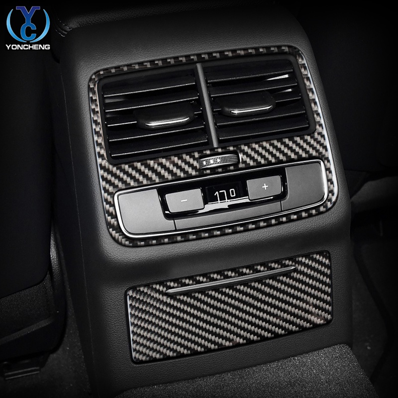 AUDI 17-19款奧迪A4L后排出風口煙灰缸裝飾框貼碳纖維內飾改裝件
