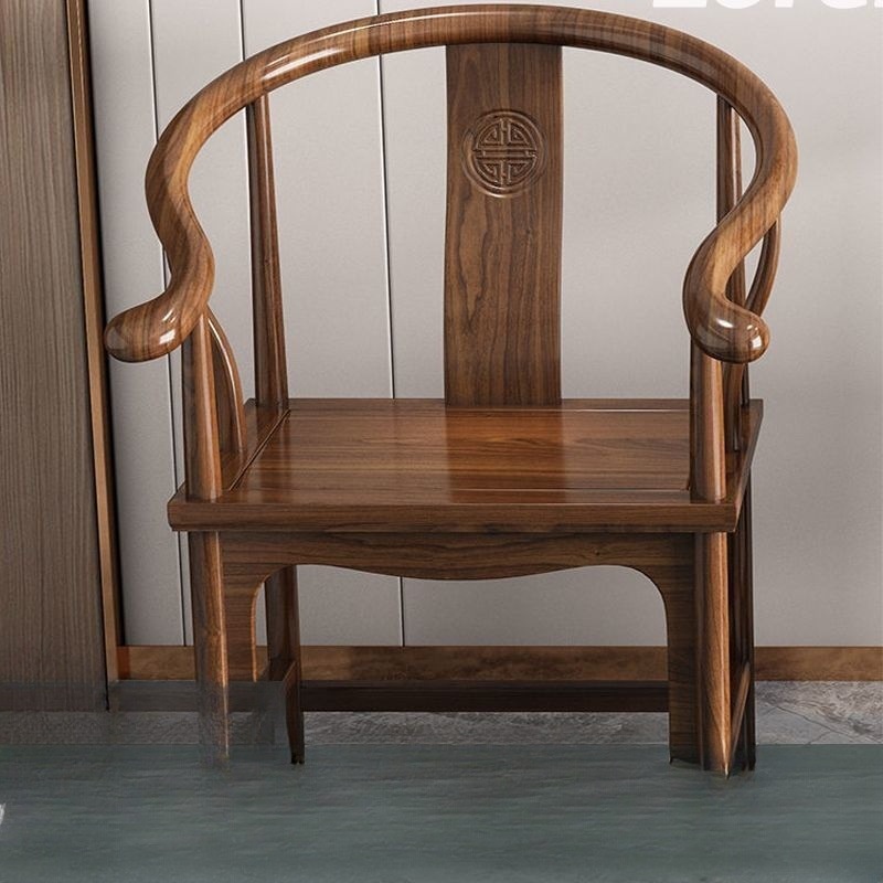 椅子 太師椅 中式椅 實木椅子圍椅三件套太師椅圈椅新中式茶桌主人椅牛角椅仿古傢具