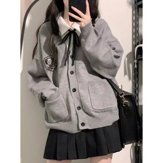針織外套🎀2023秋冬季日系原創JK制服毛衣學院風針織開衫長袖寬松百搭外套女