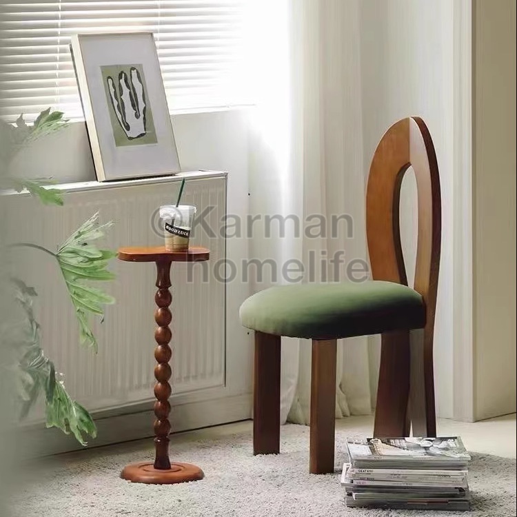 【免運】法式複古餐椅設計師人魚書桌椅侘寂風化妝椅現代簡約中古實木椅子