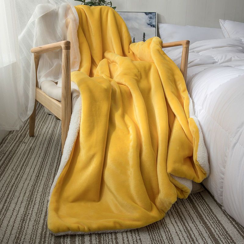 WEN 雙層仿羊羔絨毛毯被珊瑚絨辦公室毯小毯小毛毯毯子午睡毯加厚冬季