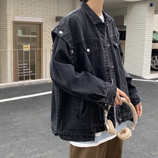 【特價】男士夾剋 牛仔外套男 S-5XL碼 袖子可拆卸 牛仔外套 牛仔夾剋 秋季新款百搭馬甲 寬鬆牛仔外套 秋裝