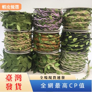 🔥臺灣發貨🔥10米 天然麻藤條 帶模擬樹葉 裝飾 DIY 園藝繩