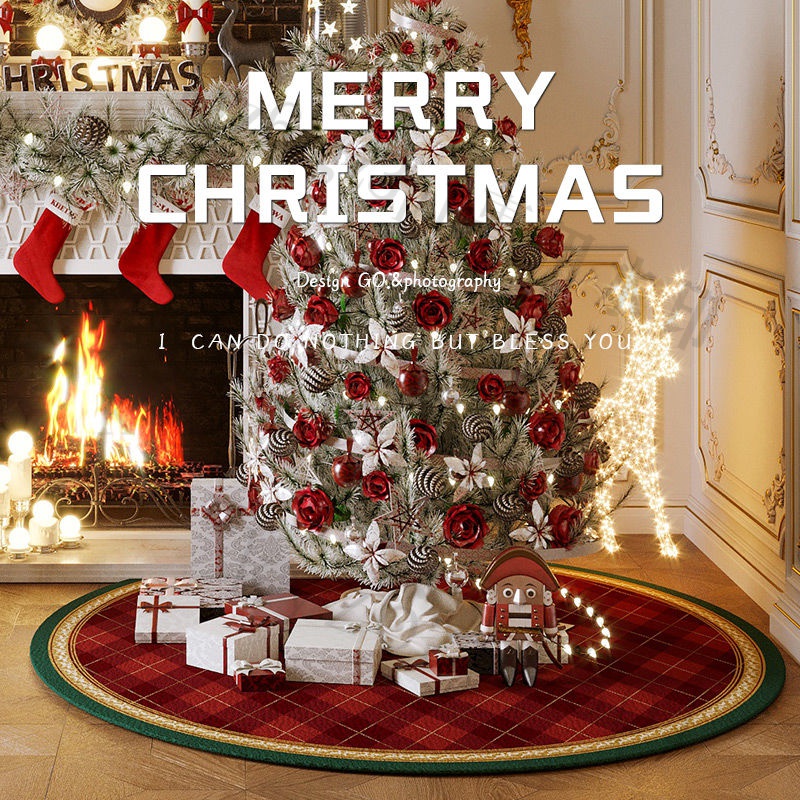 聖誕樹裙聖誕樹底座地墊圍裙聖誕節佈置墊裙毯子喜慶地毯裝飾品