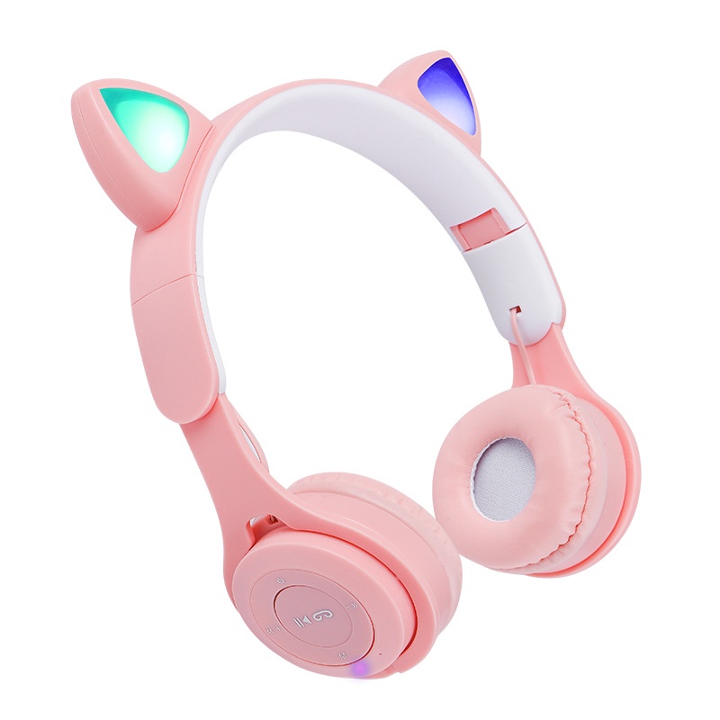 ❀ZAOAN 新款台灣-直播頭戴式發光貓耳優質耳機折疊迷你便攜帶馬卡龍