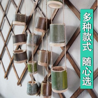 熱賣竹筒花盆竹子懸掛垂吊創意多肉綠蘿吊盆墻面裝飾植物墻壁掛環保小柚子百貨