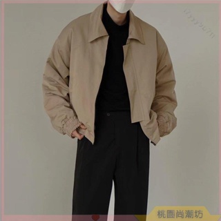 短款夾克男 M-2XL 冬季復古翻領寬松外套 情侶短款外套男 男士外套 保暖休閒夾克上衣潮 免運桃園尚潮坊