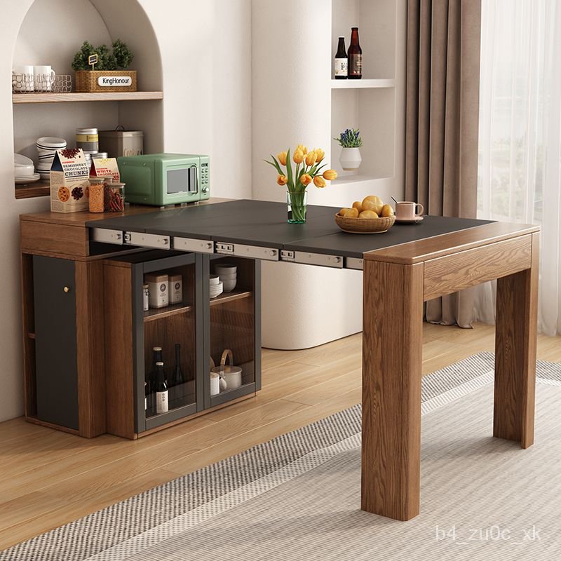 熱銷/新品 北歐可伸縮餐桌椅組閤簡約餐邊櫃多功能小戶型折疊飯桌子