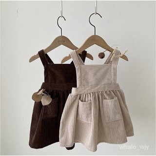 春秋款韓版寶寶衣服 嬰兒燈芯絨連衣裙 週嵗女寶寶背心裙 寶寶無袖公主裙 嬰兒洋裝